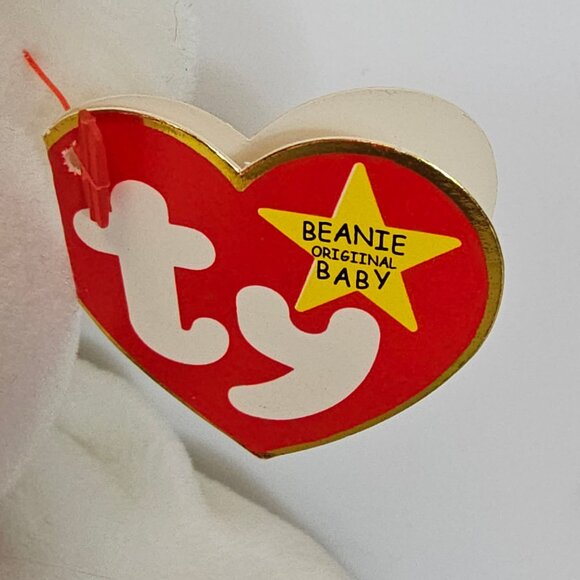 VTG 1993 TY Beanie Babies Collection "Valentino" White Teddy Bear Collectible - Picture 14 of 15